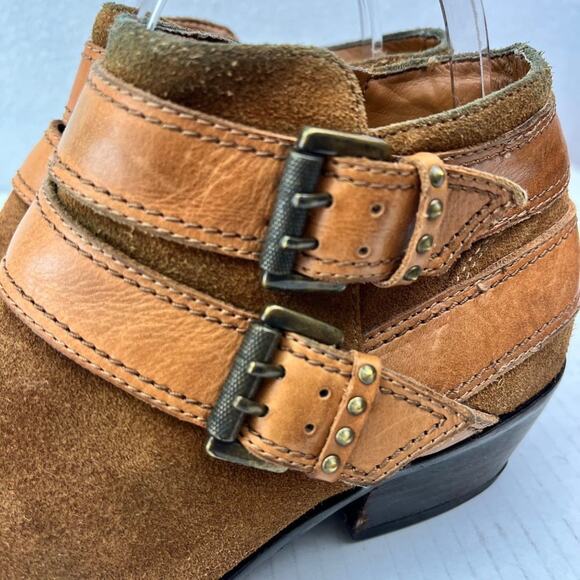 Sam Edelman Boots Womens 7 M Pippen Suede Brown Ankle Double Buckle Detail - Picture 6 of 14